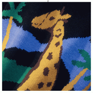 2019-es testreszabott legújabb Design női kötöttáru Laza zsiráf Jacquard pulóver