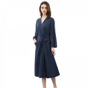 Női gofri gyapjú nadrág egyszínű térdig érő kimono pizsama