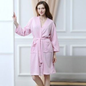 Női gofri gyapjú nadrág egyszínű térdig érő kimono pizsama