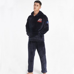 Férfi hímzés luxus flanel gyapjú pizsama