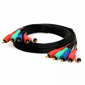 5-RCA aljzat és 5RCA aljzat RGB komponens audio-video kábel HDTV-hez - aranyozott RCA-RCA