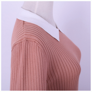 Női Fit Polo nyakú szitakötő hímzés rövid ujjú pulóver pulóver hivatalos alkalomra