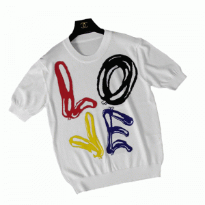 2018 egyedi Jacquard LOVE betűtípus rövid ujjú nyári pulóver