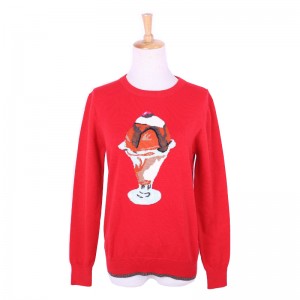 Egyedi kialakítású fagylalt Jacquard 100% pamut női pulóver