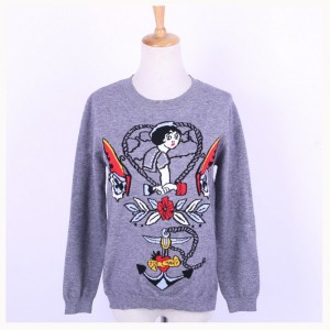 2018 tavaszi őszi női Brocade Jacquard kötött pulóver pulóver