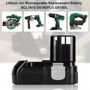 Li-ion 18 V 2000mAh áthelyezhető elektromos fúró akkumulátorok a Hitachhoz, BCL1815, BCL1820