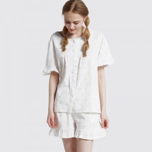 Női nyomtatott pamut-spandex Single Jersey pizsamakészlet