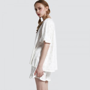 Női nyomtatott pamut-spandex Single Jersey pizsamakészlet