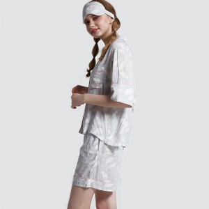 Női nyomtatott viszkóz rövid nadrág pizsama szett