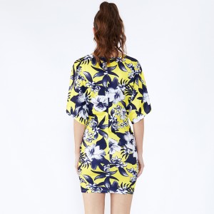 Szexi lány wrap ruházat teljes esküvői virág nyomtatott ruha nők szép elegáns irodai női ruhák