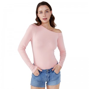 Egy vállú Vintage sifon női felsők hosszú ujjú blúz JCGJ190315010