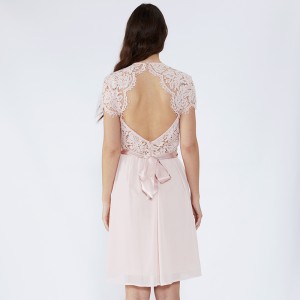 Bowknot Pink hivatalos csipke alkalmi női ruha Party Wear JCGJ190315082