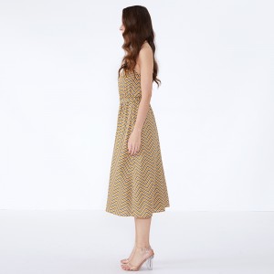 Csíkos 2019 nyári Chiffon Vestidos Casuales női Vintage ruha