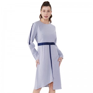 Csíkos hosszú ujjú női női irodai női ruházat Gaun formatervezési ruha JSW2832