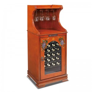 Ősi stílusú tömörfa borhűtő, egyedi, divatos borospince 5-22 ℃