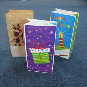 Nincs fogantyú papír táskák az ünnepi csomagoláshoz. Cookie Candy Kraft papírzacskó