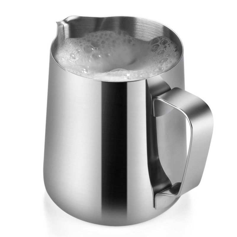 14 kapacitású klasszikus rozsdamentes acél eszpresszó habosító tejkannák a latte art készítéséhez