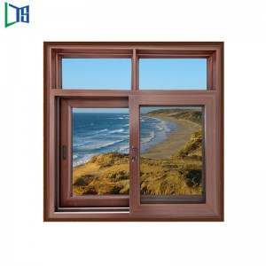 Porbevonat irodai biztonsági zár pezsgő színű függőleges keret üveg alumínium tolóablak Kínából