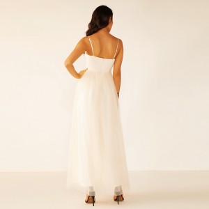 Oem magas minőségű nők hosszú fehér nyári csipke fringe koszorúslány esküvői ruha szövet