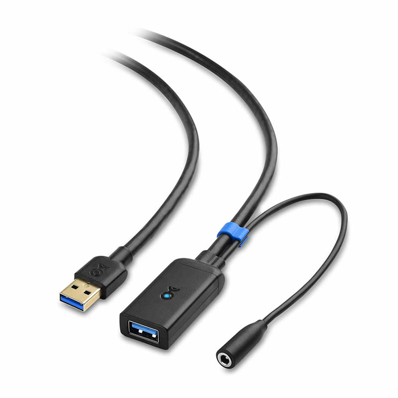 USB 3.0 hosszabbító kábel egy dugaszos és egy női jel-erősítő ismétlőkábelével 5V / 2A-os adapterrel