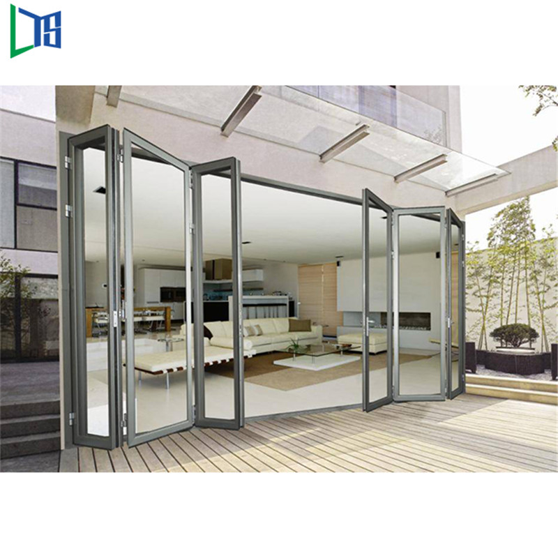Az ausztrál szabványok szerint a dupla üvegezés alacsony kétoldalú ajtó harmonika Alumínium üveg terasz Külső bifold ajtók Kétoldalas ajtó