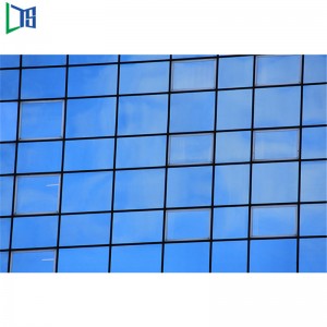 Szigetelő, dupla üvegezésű, félig látható keret, alumínium függönyfalak, ipari méretű