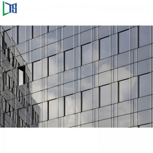 Szigetelő, dupla üvegezésű, félig látható keret, alumínium függönyfalak, ipari méretű