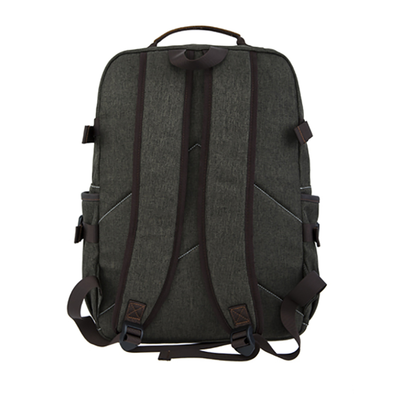 18SC-6891D Army Green Durabel vászon valódi bőr hátizsák üzleti laptop hordtáska valódi utazási csomag