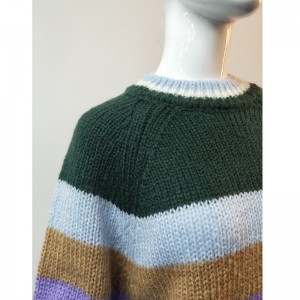 Hölgyek húzott kerek nyakú pulóvere RLWS0010F