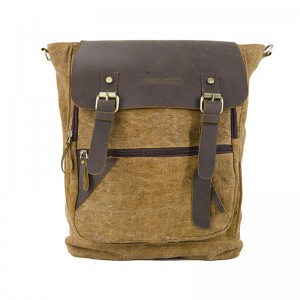 19SC-7909D cipzárral bezárható számítógépes rekesz bőr borítású vászon férfi hátizsák