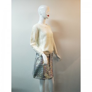 Hölgyek fehéres kötött pulóvere RLWS0020F