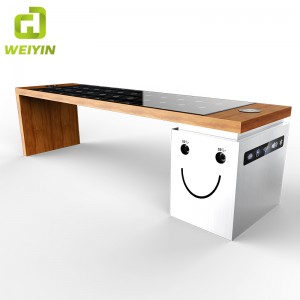 Napenergia intelligens kerti teraszos acélpad USB-vel és vezeték nélküli telefon-töltővel