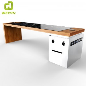 Napenergia intelligens kerti teraszos acélpad USB-vel és vezeték nélküli telefon-töltővel