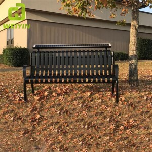 Napelemes mobiltelefon-töltő fémpad kültéri parkhoz