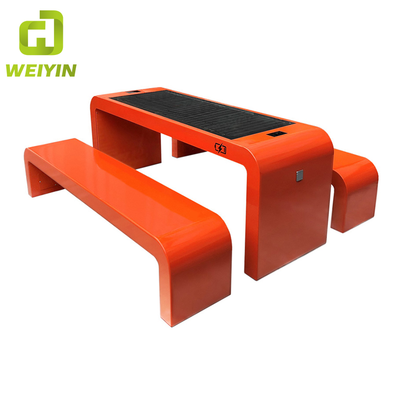 USB vezeték nélküli telefon töltő kültéri intelligens napelemes bútorok kerti asztali szett