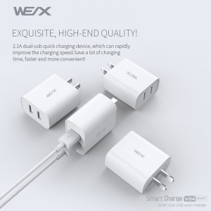 WEX - V24 kettős usb - töltő, fali töltő, hálózati adapter