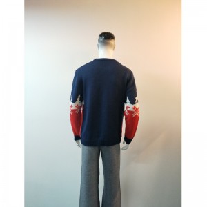 NAVY \u0026 RED PRINT SWEATER RLMS0051F