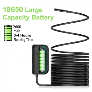 Vezeték nélküli Borescope ellenőrző kamera, 2 millió HD felbontás, 197 ° -os fókusztávolság, 2600 mAh akkumulátor, IP68 vízálló 11.5ft