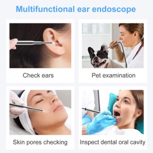 WiFi Otoscope 3 in 1 3.9mm Borescope ellenőrző fül viasz eltávolító eszköz 720P vízálló fényképezőgép 6 állítható LED-rel, kompatibilis az Android és iOS rendszerekkel