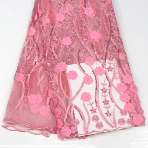 3D-s virág csipke flitterekkel Kiváló minőségű afrikai francia csipke szövet esküvői félre Hímzés nettó csipke szövet