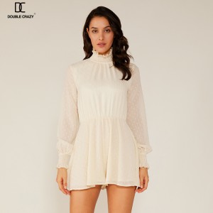 Nyári hölgyek divat sifon fonatos fehér csipke rövid ruha