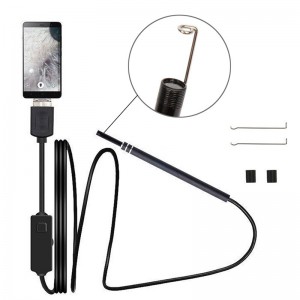 2 in 1 Borescope Inspection Ear Wax eltávolító szerszám 720P vízálló kamera 6 állítható LED-rel, kompatibilis az Android és iOS rendszerekkel