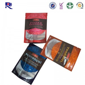 Nyomtatott és laminált stand up tasak világos ablakkal gyümölcsök száraz gyümölcsök számára