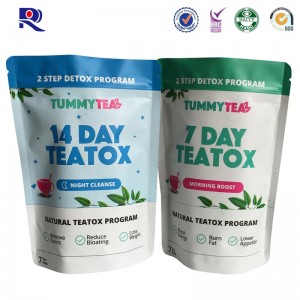 Nyomtatott és laminált tárca, hátradönthető ziplock vagy cipzárral