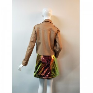 BROWN PU BIKER JACKET RLWPJ0006N