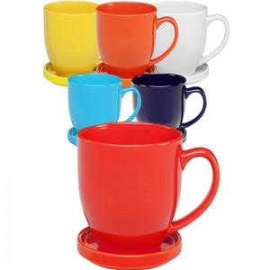 Egyedi sok szín, tartós porcelán kávécsésze és csészealj.