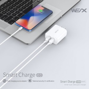 WEX V24 faltöltő, USB töltő, gyorstöltő, kettős port töltő