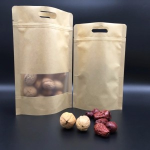Kraft papír Stand Up Pouch with Ziplock and die cut kilincs for nuts &jube and every száraz gyümölcs