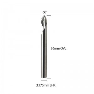 Spirál 60 fokos V horonyos gravírozó szerszám lapos alsó CNC útválasztó bit 1/8 hüvelykes szár alumínium MDF keményfa rézhez 5PCS