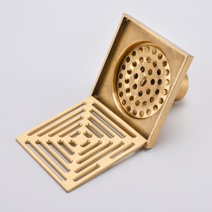 Hátsó kivitelű csempe betét lineáris zuhany lefolyó sárgaréz négyzet alakú padló lefolyó